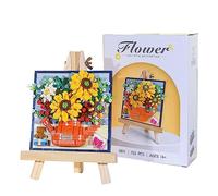 Mazzo di fiori granulari, modello di montaggio floreale, Bouquet Granular Building Blocks Toys, 733pcs Plant Flower Assembly Model Enjoy Time Fun, Girasole