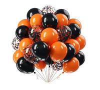 Mazzo di palloncini neri e arancioni con paillettes per Halloween, 62 pezzi