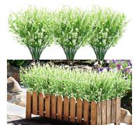 Mazzo Fiori Finti Artificiali per Cimitero Fiori di Plastica per Cimitero 10 Pz Decorazioni Piante Finte da Interno Esterno Fiori Finti Realistici per Giardino Patio Lavanda Artificiale (Bianco)