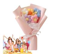 Mazzo lavorato a mano - finto bouquet a mano in maglia con una busta squisita - falsi, decorazioni da ufficio, centrotavola per il compleanno della festa della mamma di San Val