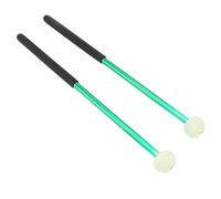 Mazzuola per timpani, 2 pezzi, corpo in lega, manico in gomma antiscivolo, con testa in feltro di lana morbida (verde)