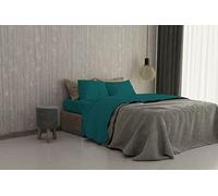 MB HOME ITALY Set Lenzuola Letto Matrimoniale Cotone Max Color, lavorato in Italia - Completo Letto, Lenzuolo Sotto con Angoli, Telo Sopra 240x300 cm e 2 Federe con Patella Interna, Verde Bottiglia