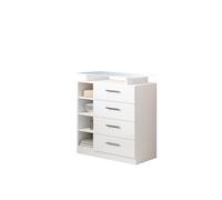 MB Muebles Bonitos, Comò Paola 4C, LED, 4 Cassetti, Melamina, Bianco Lucido, 80x87.5x35cm
