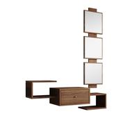 MB Muebles Bonitos, Mobile Ingresso Sospeso Neo, con Specchio e Cassetto, Melamina, Colore Noce Ambar Opaco, 99.5x145x22cm