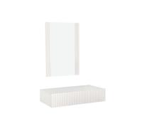 MB Muebles Bonitos, Toeletta Sospesa con Specchio Velia, Toeletta con Cassetto, Design a Scanalature, Melaminico e PVC, Colore Bianco, Ideale per Camera da Letto