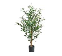 MB Muebles Bonitos, Ulivo Artificiale con Tronco Naturale e Vaso Nero, Pianta Decorativa Realistica per Interni, Foglie in PE con Olive, Altezza 100 cm, Decorazione per Casa e Ufficio