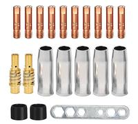 MB15 15AK Punta di Contatto M6 0,8mm, 20Pz Accessori per Saldatrice,Set di Materiali di Consumo Saldatori, Saldatura Torcia Contatto Ugello Gas, Parti Usurate per Saldatura AK-15/MB-15