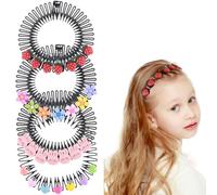 MBAIYO 4 pezzi cartoni animati con pettine dentale, in plastica rigida antiscivolo, a zig-zag, elastici per capelli completamente circolari, per ragazze donne e bambini