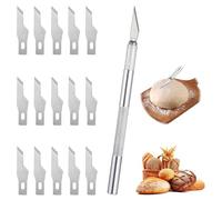 MBAIYO Coltello da panettiere con 15 lame, taglierina per pane, pane e baguet, manico in acciaio inox, con custodia in plastica, coltello da pane per il fai da te