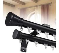 MBBTAG Binario Doppio per Tende da Interni 100-400 cm per Tende Pesanti e Oscuranti Supporti Rinforzati, Compatibile con Ganci e Anelli - per Soggiorno e Camera da Letto(Nero,3.6m(11.8ft))