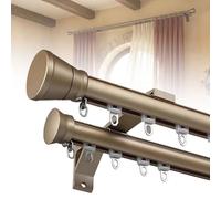 MBBTAG Binario Doppio per Tende da Interni 100-400 cm per Tende Pesanti e Oscuranti Supporti Rinforzati, Compatibile con Ganci e Anelli - per Soggiorno e Camera da Letto(Oro,4m(13.1ft))