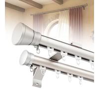 MBBTAG Binario Doppio per Tende da Interni 100-400 cm per Tende Pesanti e Oscuranti Supporti Rinforzati, Compatibile con Ganci e Anelli - per Soggiorno e Camera da Letto(Bianco,1.7m(5.6ft))