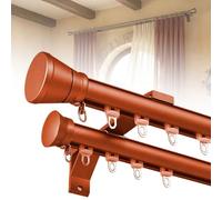 MBBTAG Binario Doppio per Tende da Interni 100-400 cm per Tende Pesanti e Oscuranti Supporti Rinforzati, Compatibile con Ganci e Anelli - per Soggiorno e Camera da Letto(Arancione,2.3m(7.5ft))
