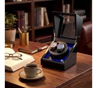 MBBTAG Caricatore Orologio Automatico per 2 Orologi, 5 modalità di Rotazione Programmate e Funzionamento Silenzioso, Alimentazione Doppia USB/Batterie, Regali per Le Feste e i Compleanni(Nero)