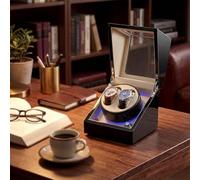 MBBTAG Caricatore Orologio Automatico per 2 Orologi, 5 modalità di Rotazione Programmate e Funzionamento Silenzioso, Alimentazione Doppia USB/Batterie, Regali per Le Feste e i Compleanni(Bianco)