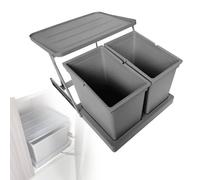 MBBTAG Pattumiera Estraibile Sottolavello 1-2 Secchi Coperchio Incluso Vasca Interna Indipendente Pattumiera da Cucina Cestino da Incasso per Mobile Sistema Raccolta(37x24x32cm (Double Bucket))