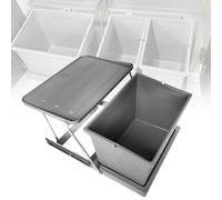 MBBTAG Pattumiera Estraibile sottolavello con Coperchio, Vasca interna indipendente, Con maniglia per il trasporto, Cestino da Incasso per Mobile, Installazione semplice(37x24x32cm (Single Bucket))
