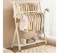 MBBTAG Stender appendiabiti, stand appendiabiti con ruote, Con divisorio portaoggetti, rella appendiabiti, Pieghevole porta abiti da camera, Adatto a camera da letto, negozio di abbigliamento(Bianco,1