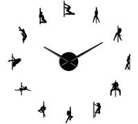 mbbvv Orologio acrilico Pole Dance Frameless 3D fai da te moderno orologio da parete decorazione danza esotica specchio adesivo orologio ragazza regalo