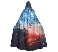 MBCbjg Mantello con cappuccio unisex per adulti con stampa 3D Galaxy Space per cosplay di Halloween, strega, vampiro e costumi da festa