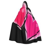 MBCbjg Mantello con cappuccio unisex per adulti, con stampa di due cuori rosa, per cosplay, strega, vampiro e costumi da festa