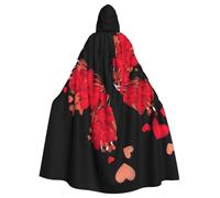MBCbjg Mantello con cappuccio unisex per adulti, con stampa di farfalla e cuore rosso, per Halloween, cosplay, strega, vampiro e costumi da festa