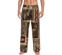 MBCbjg Pantaloni pigiama da uomo con stampa di cervo alce e orso, morbidi pantaloni da notte con tasche, pigiama leggero per dormire e rilassarsi comodamente, bianco, L