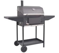 MBDRKVGF Barbecue a carbonella con camera di affumicatura, 127 x 64 x 125 | Include termometro, 2 ripiani pieghevoli, acciaio verniciato a polvere