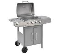 MBDRKVGF Barbecue a gas 4 1 bruciatore con fornello laterale e termometro | Include cappuccio protettivo, ruote integrate, vassoio raccogli grasso rimovibile