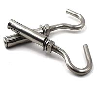 MbeLLO Bullone di ancoraggio a manica, bulloni a vite di ancoraggio a manicotto di espansione, dado a vite hardware M10 gancio a tazza aperta bullone di espansione confezione da 4 (dimensioni: M12