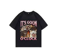 MBGHtfdr33 It's Goon O'CLOCK Cat Graphics T Shirt Black M