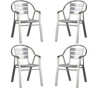 MBH - Sedia in alluminio a doppio tubo per la ristorazione. Sedia industriale per terrazza esterna e interna di bar, ristorante, hotel e caffetteria. Arredamento per la ristorazione (4 unità)