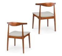 MBH - Sedia Walnut professionale in legno di frassino con cuscino waterproof grigio perla per ospitalità. Sedia da interni imbottita per ristorante, bar e caffè, confezione da 2