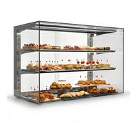 MBH - Vetrina espositiva neutra professionale 1000 mm 3 ripiani vetri dritti. Espositore neutro da banco porta brioches per bar e pasticceria.