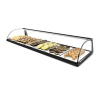 MBH - Vetrina espositiva neutra professionale Snack 120 cm 1 ripiano vetri curvi. Espositore neutro da banco porta brioches per bar e pasticceria.