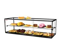 MBH - Vetrina espositiva neutra professionale Snack 120 cm 2 ripiani vetri dritti. Espositore neutro da banco porta brioches per bar e pasticceria