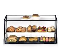 MBH - Vetrina espositiva neutra professionale Snack 92 cm 2 ripiani vetri dritti. Espositore neutro con LED porta brioches per bar e pasticceria.