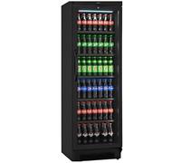 MBH - Vetrina frigo bibite verticale NERO da 358 litri con porta vetro per la ristorazione. Espositore refrigerato professionale per bar e ristorante.