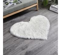 MBHHU Tappetini piccoli a forma di cuore rosso for camera da letto, estetica, tappeti in finta pelle pecora lavabili for sedie, 60x60 cm/23,6x23,6 pollici(White Gray Tip,Heart 70x90CM/27.5x35.4in)