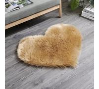 MBHHU Tappetini piccoli a forma di cuore rosso for camera da letto, estetica, tappeti in finta pelle pecora lavabili for sedie, 60x60 cm/23,6x23,6 pollici(Khaki,Heart 60x60CM/23.6x23.6in)