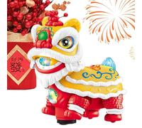 Mbiyhgta Decorazione di danza di leone | Lucky Lion Dance Model, Modella di danza del leone di buon auspicio cinese Modella spostamento della testa con luce e musica per artigianato da scrivania