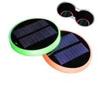 Mbiyhgta LED Luci Portabicchieri Per Auto,1 Coppia Ricarica USB Solare 7 Colori Forniture | Portabicchieri LED - Per Illuminazione Atmosfera Ricarica Cruscotto Veicolo Console Viaggio Quotidiano