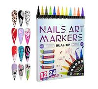 Mbiyhgta Pennarelli per unghie - Penne a doppia punta per colori pigmentati vibranti, penna per manicure in gel | Risultati per la pratica di manicure e pedicure, proj