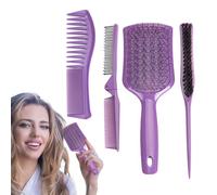 Mbiyhgta Set di acconciature per donne,Strumenti per acconciatura per districare e intrecciare i denti | Set di 4 pettini da viaggio per | Per capelli corti lunghi spessi ricci diritti da viaggio casa