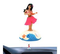 Mbiyhgta Statuetta ragazza hawaiana, bambola da cruscotto ragazza hawaiana,Statuetta hawaiana con la testa che scuote per auto - Ornamenti da tavolo con finiture automobilistiche in stile cartone