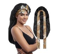 MBJERRY Cuffia per capelli in seta lunga per dormire - Silk Bonnet Cuffia per capelli in raso regolabile per dormire da donna