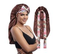 MBJERRY Cuffia per Capelli in Seta Lunga per Dormire - Silk Bonnet Cuffia per Capelli in Raso Regolabile per Dormire da Donna
