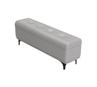 MBNKMEBU Leather Ottoman Bench Padded Shoe Seat Footrest Storage with Metal Legs,Multifunctional Organizer Stylish Bed Bench for Living Room & Entryway for Home Décor(Gray-2,80cm)
