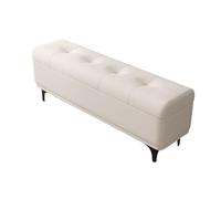 MBNKMEBU Leather Ottoman Bench Padded Shoe Seat Footrest Storage with Metal Legs,Multifunctional Organizer Stylish Bed Bench for Living Room & Entryway for Home Décor(White,120cm)