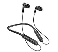 MBQYT Cuffie Auricolari Wireless, Cuffia Auricolare senza Fili Bluetooth 5.0, con Microfono Integrato, Vivavoce e Cavo Piatto Antigroviglio, fino a 10h, Alta Qualità del Suono,Correre Fitness,Nero